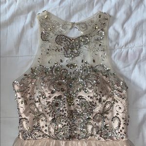 Champagne color short tulle dress